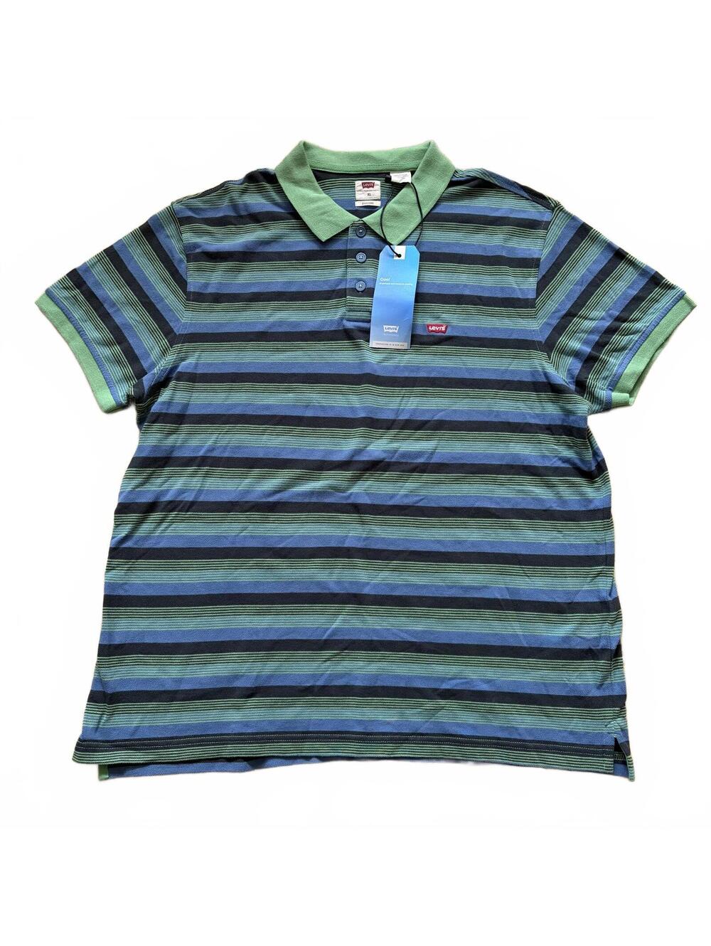 Levi's Striped Polo Shirt Short Sleeve Golf Cotton Green Men's Size XL NWT